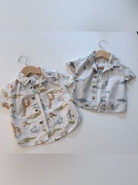 Two Little Planet Short-Sleeve Button-Up Shirts